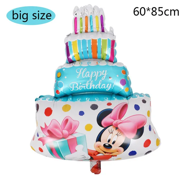 1 шт. 110 см гигантские фольгированные шары с Микки и Минни, большие красные и черные стоячие шары для маленьких мальчиков и девочек, украшения для дня рождения - Цвет: Big Blue Cake