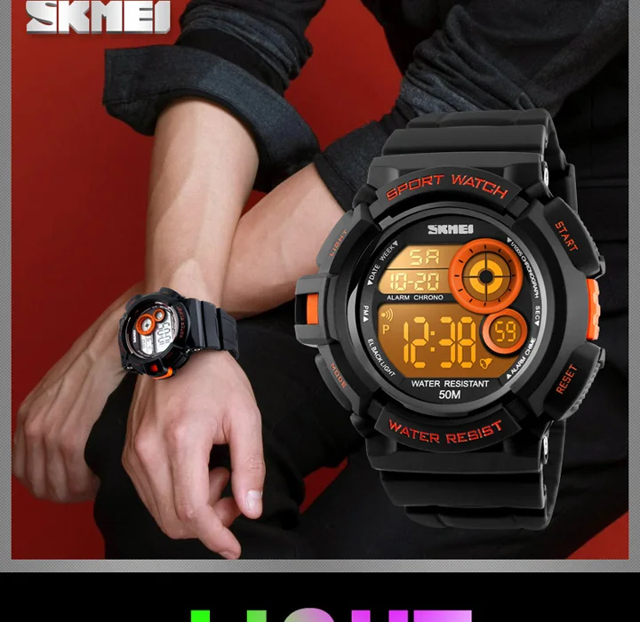 Бренд SKMEI, спортивные мужские часы, стильные, водонепроницаемые, модные, военные часы, ударостойкие, мужские, Роскошные, светодиодный, цифровые часы для мужчин