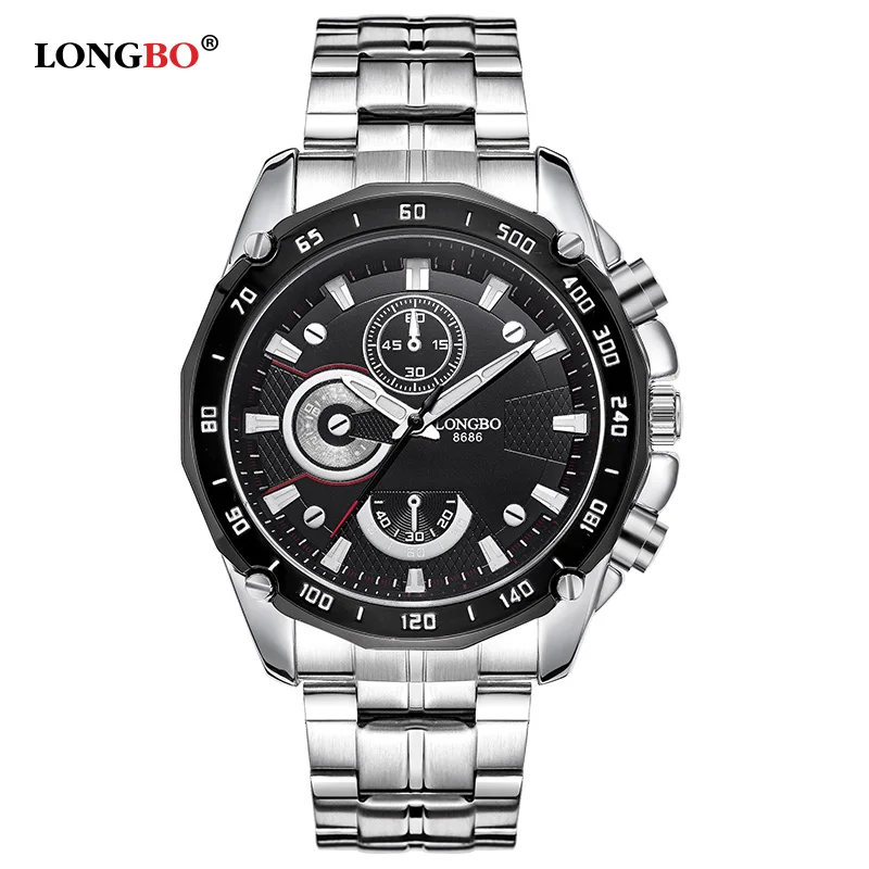 

LONGBO Military Watch Men Stainless Steel Sport Quartz Watches Waterproof Relogio Masculino Wristwatch