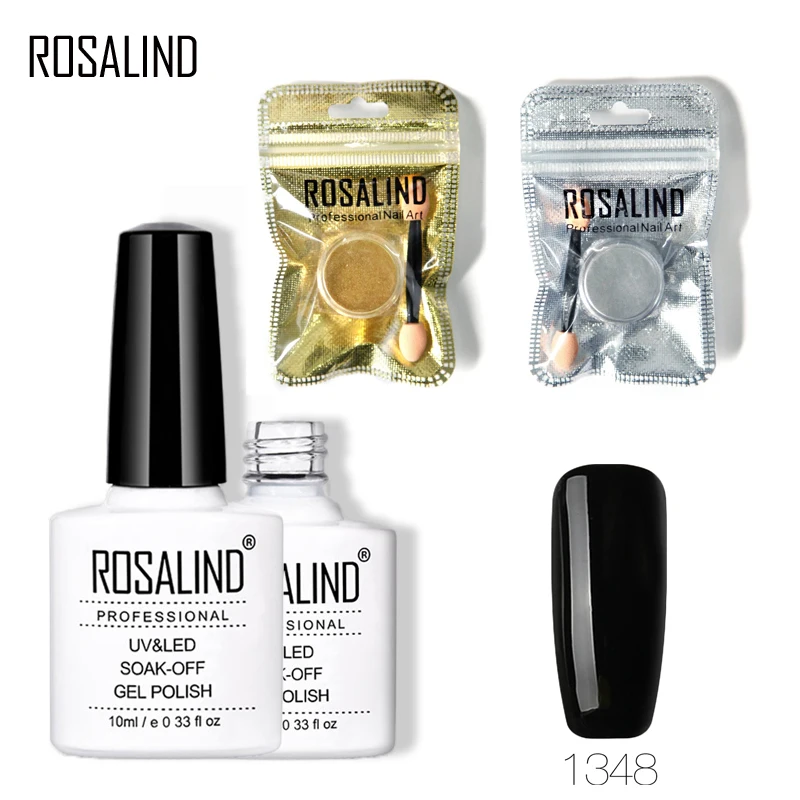 Rosalind зеркальный блеск для ногтей пигментный порошок 1 г Золото Серебро