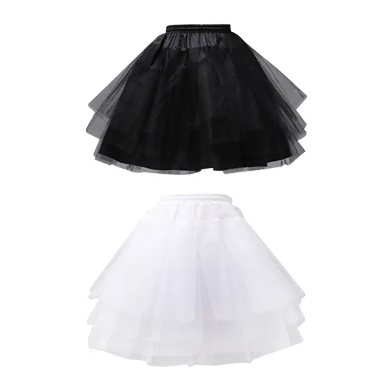 

Solid Color Ballet Tulle Short Crinoline Petticoat Multi Layered Ball Gown Lolita Underskirt Elastic Waistband With Drawstring