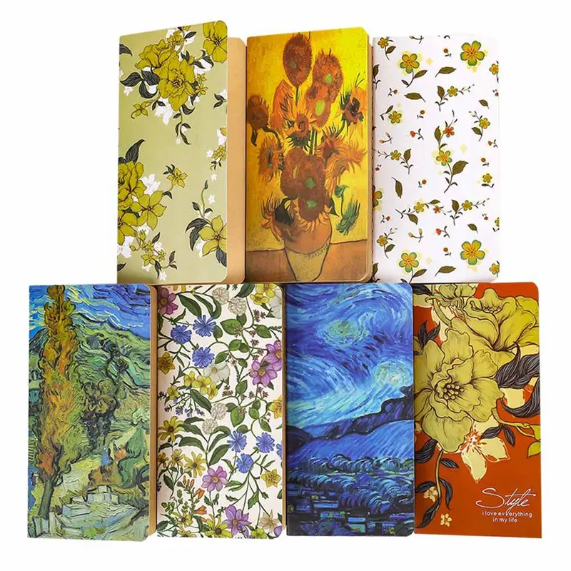 

The Starry Night Oil Painting Mini Portable Notebook Notepad Creative Thin Beautiful Book Students Gift