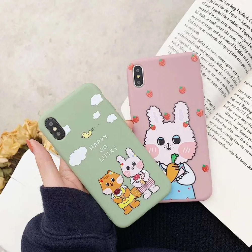 Милый кролик для iPhone 6 6plus 7 plus жидкая ручка скраб x xr xsmax чехол телефона задняя