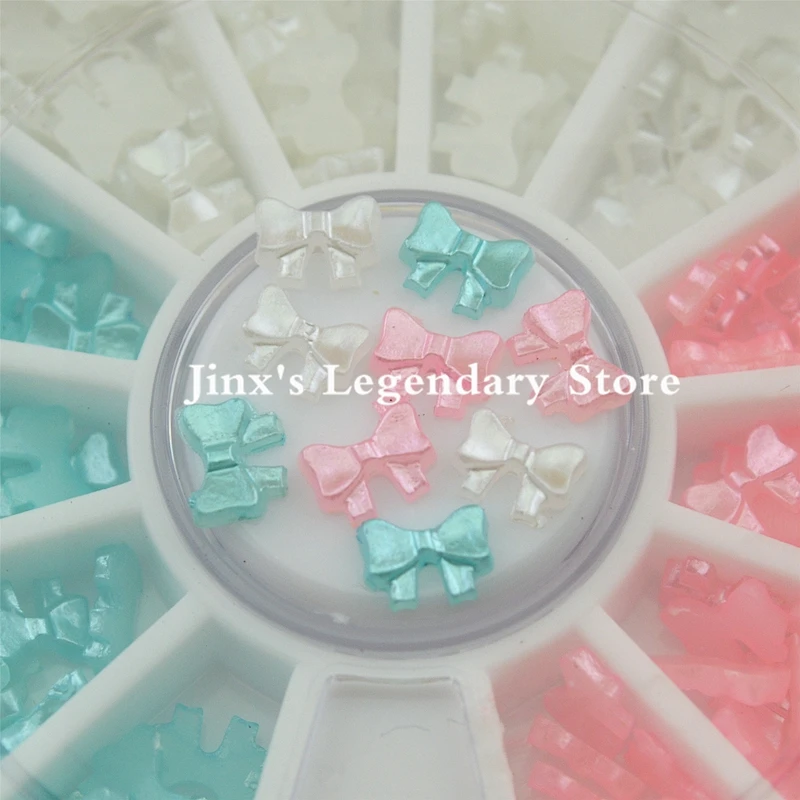 

3 colors 3D nail art Acrylic decorations DIY Beauty Pearl Bow Tie Rhinestone Wheel Nail Tools PInk White Blue