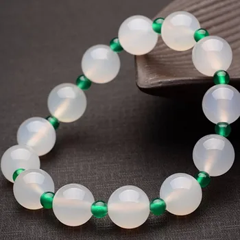 

100% Natural White / Jadeite Beads Elastic Line Bracelet Women's Bracelet new