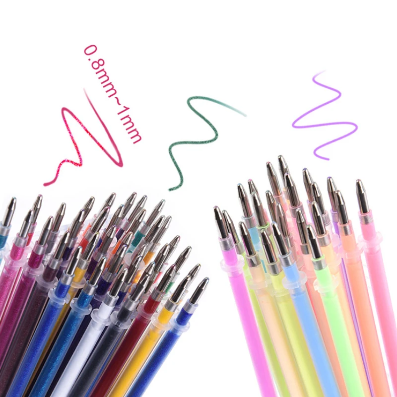 

+0.4824Pcs Rainbow Flash Gel Pen Highlighter Refill Color Full Shinning Refills Painting Pen Refills Office Student Supplies