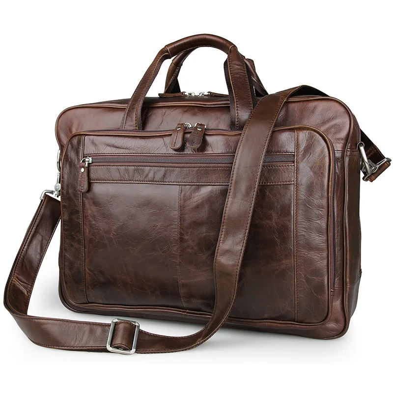 Винтаж из натуральной кожи Для мужчин Портфели Бизнес Путешествия сумка большой Ёмкость Большой 14 ''15,6'' портфель для ноутбука Кофе M7320
