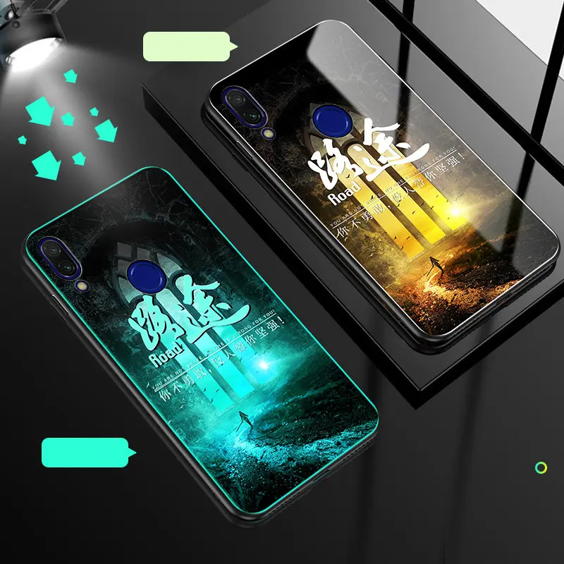 Светящийся чехол для Xiaomi Redmi Note 7, чехол из закаленного стекла, задняя крышка для Xiaomi Redmi Note 7, силиконовый чехол для телефона - Цвет: C11
