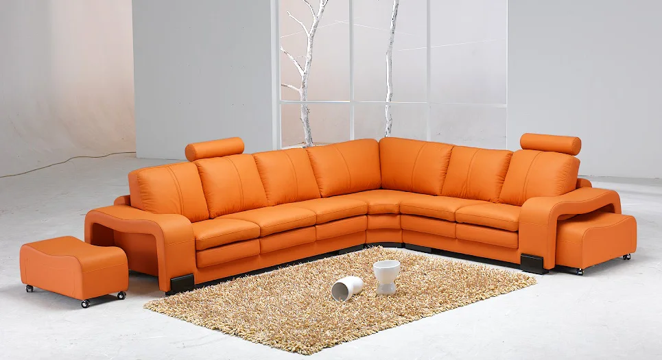 0413-S864-2 black leather sofa