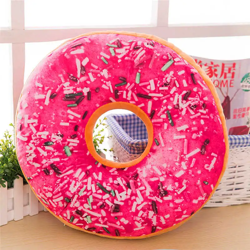 Soft Plush Pillow Stuffed Seat Pad Sweet Donut Foods Cushion Cover Case Toys High quality Plush stuffed with PP cotton #3o10#f (9)