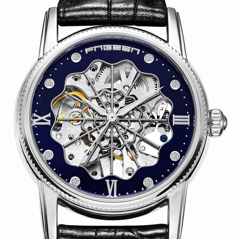

FNGEEN Fashion Design Tourbillon Watch Men Luxury Leather Automatic Mechanical Watches Retro Luxury Man's Clock Fits For Gifts