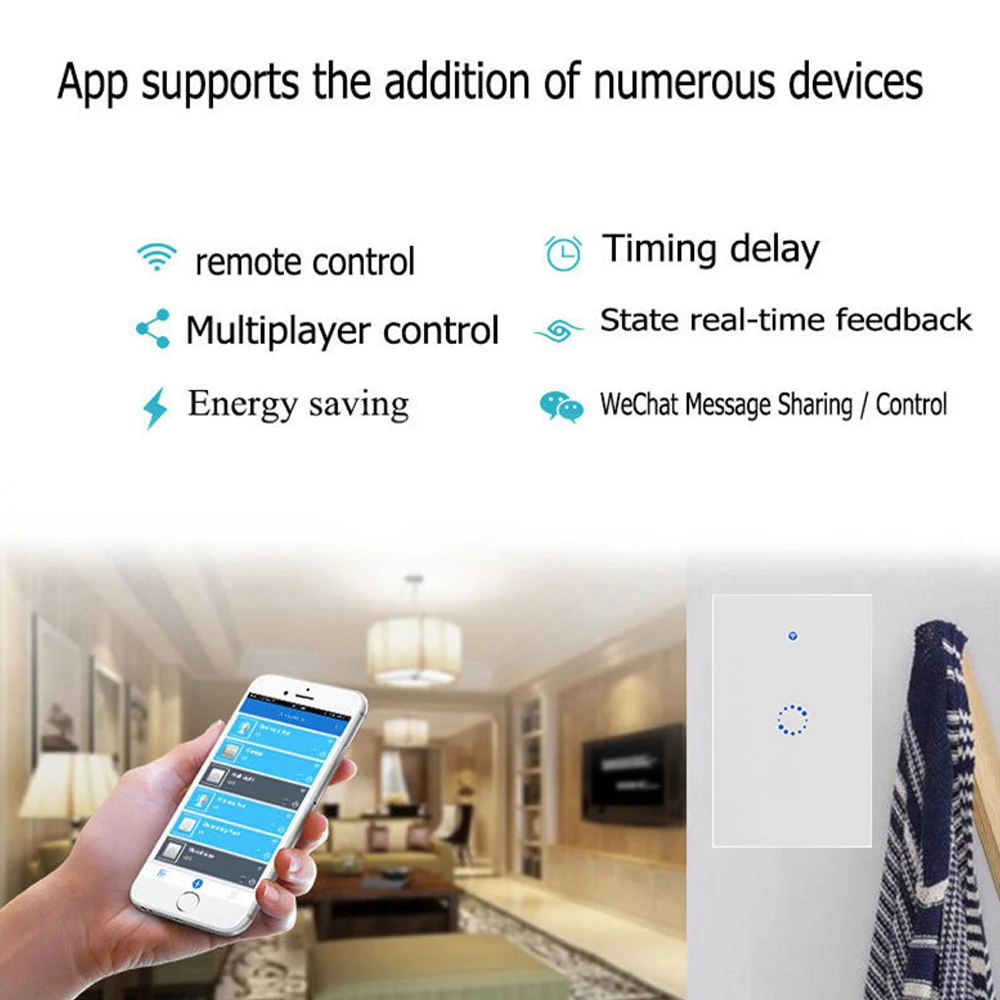 1/2/3 с Wi-Fi Сенсорный настенный выключатель света Панель Беспроводной разведки синхронизации и пульт дистанционного управления Управление приложение работает с Alexa Google Home