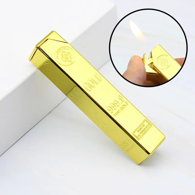 

New Portable Jet Flint Lighter Butane Metal Lighter Inflated Gas Bullion Free Fire Lighter Grinding Wheel Gold Brick NO GAS