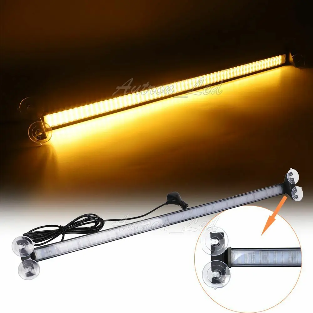 

32" 60W Amber LED Emergency Warning Flashing Sucker Windshield Strobe Light Bar