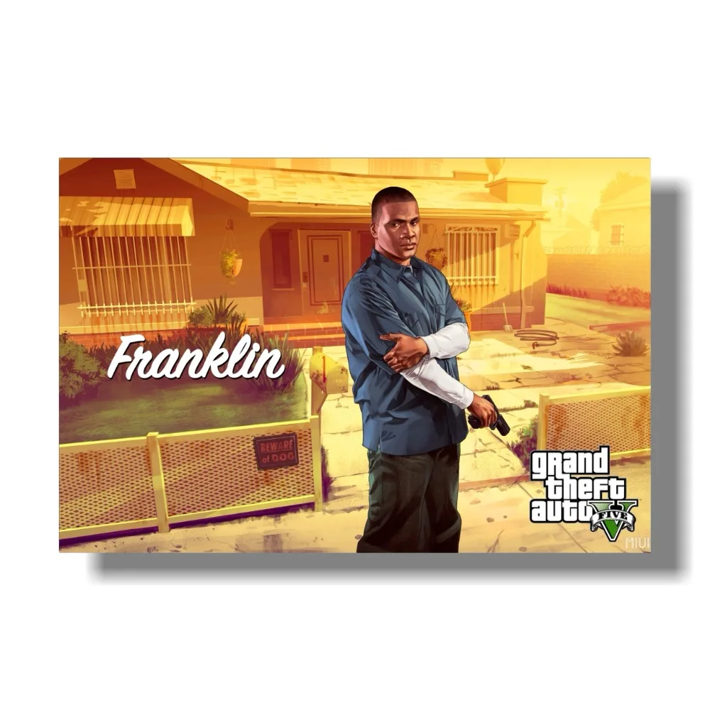 Grand Theft Auto V Art шелковая ткань для печати постер Game Hot GTA 5 изображений украшения