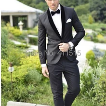 Одна кнопка жених смокинги / темно-серый пик дружки мужчины свадебные костюмы / жених платье для свадьбы / мужчины