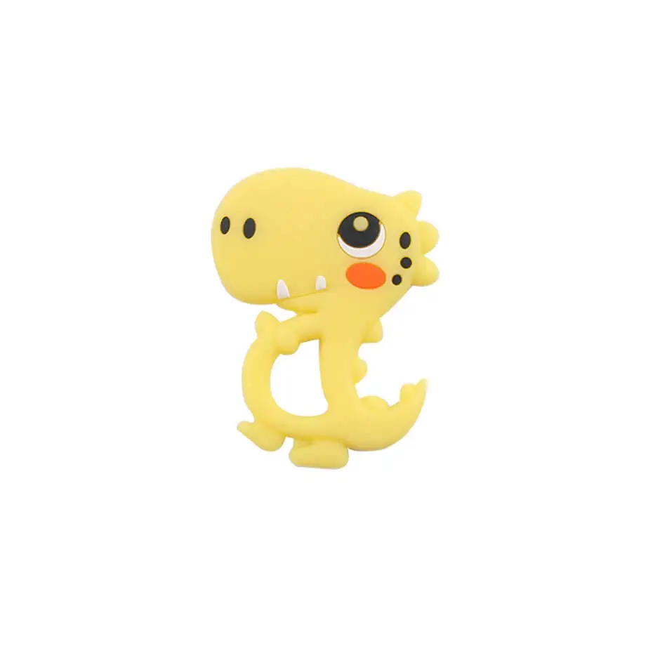 Yellow Dinosaur Силиконовые Прорезыватели для зубов без бисфенола, миниатюрный стержень, сделай сам, Прорезыватель для зубов, ожерелье, подарок для ребенка, Мультяшные животные, прорезыватель, давайте сделаем 1 шт - Цвет: Yellow Dinosaur