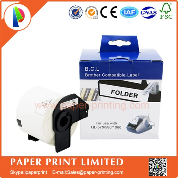 4 Rolls Generic DK-11202 Label 62mm*100mm Compatible for Brother Label Printer All Come With Plastic Holder 300Pcs/Roll