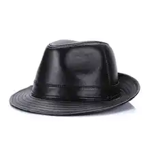 Осенне-зимняя шапка с большими полями, Стильная Кожаная шапка из овечьей кожи, мужская шляпа-федора, унисекс, уличная крутая Ковбойская шапка