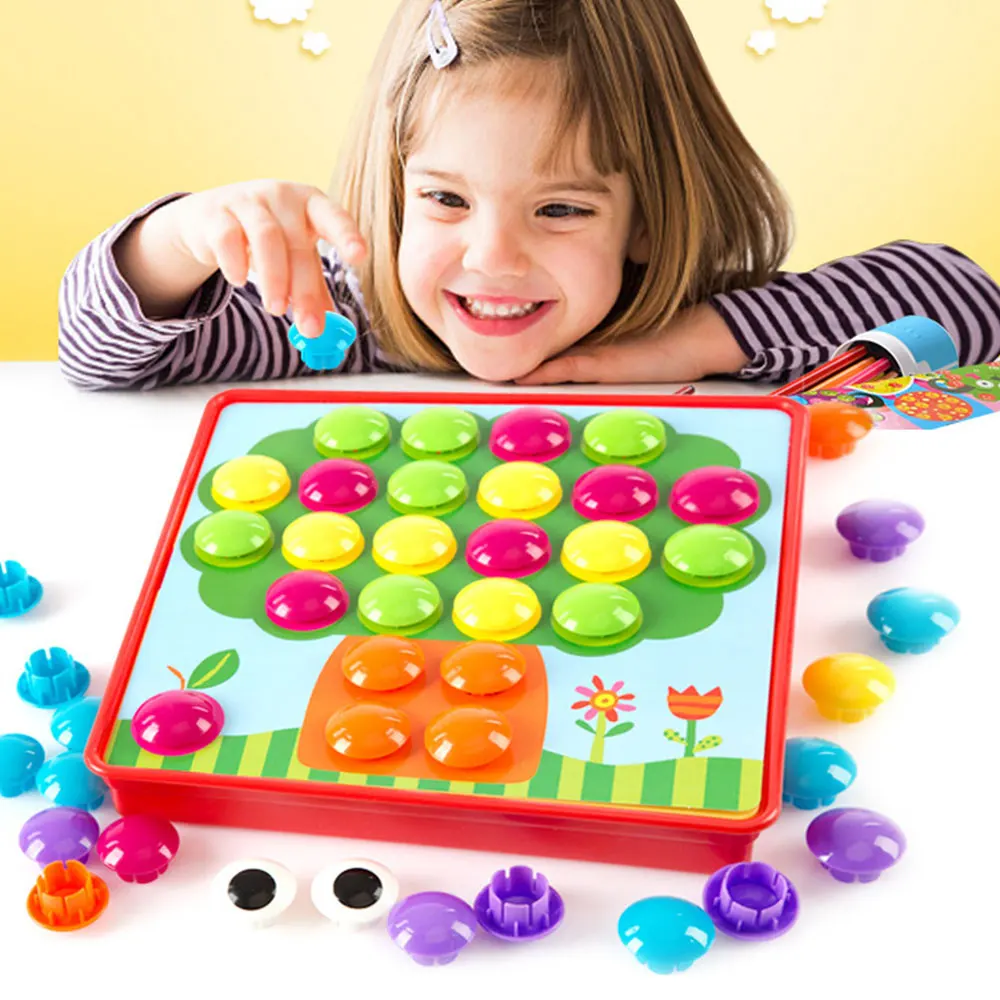 

Children's Educational Toys Creative Mosaic Mushroom Nail Kit Puzzles Toys for Kids Baby Jigsaw DIY Brain Developing Games