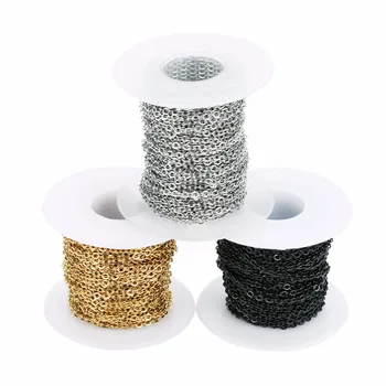 

10yards/roll 1/1.5/2/2.5/3mm Gold/Black/Silver Color Stainless Steel Chains Fit Necklaces Bracelets Link Chain Jewelry Making