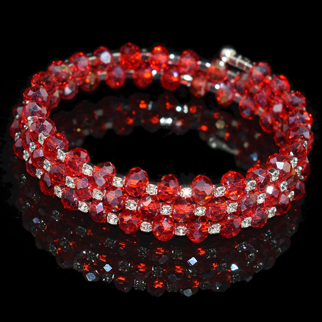 beads Bracelets & Bangles Women Jewelry 2/3 Row Blue/red/white/black/yellow/pink Wrapping arm bracelet for Girl Gift