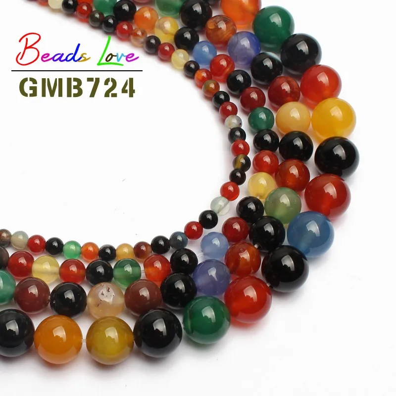 

Hot Sale 4 6 8 10 12mm Smooth Multicolor Agata Onyx Stone Round Loose Beads for Jewelry Making 15.5" Pick Size Free Shipping Aa