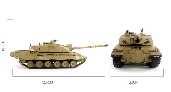 Радио Дистанционное управление 1:16 Весы 2.4 ГГц Великобритании Challenger II Основной боевой танк 72 см RC боевой танк дым и звук(металл Шестерни и отслеживать