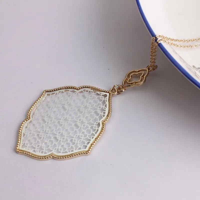 Elegant Women Boho Leaf Feather Pendant Gold Plated Tassel Long Chain Necklace