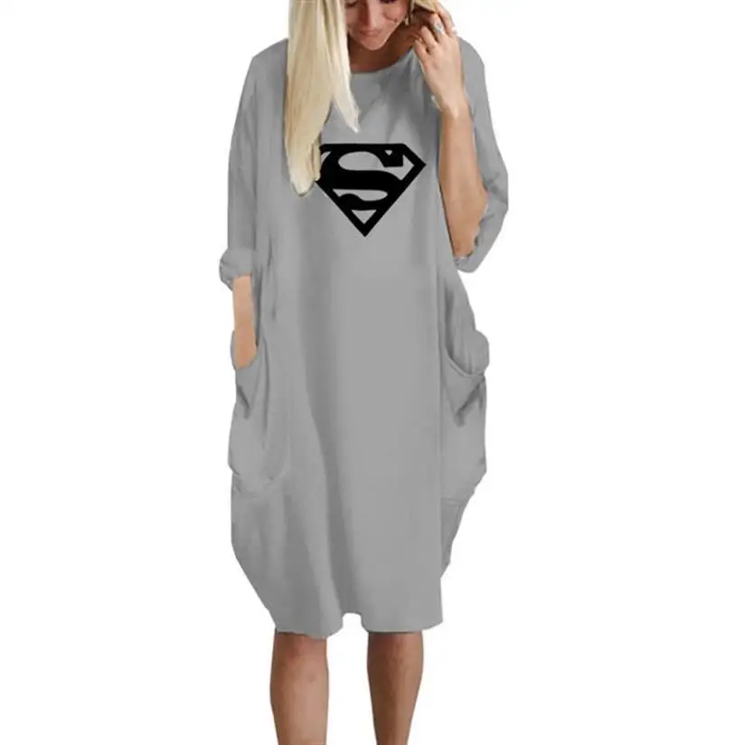 Платье с принтом «Супермен» и карманами; пляжное платье макси; женская одежда; Boho; Украина