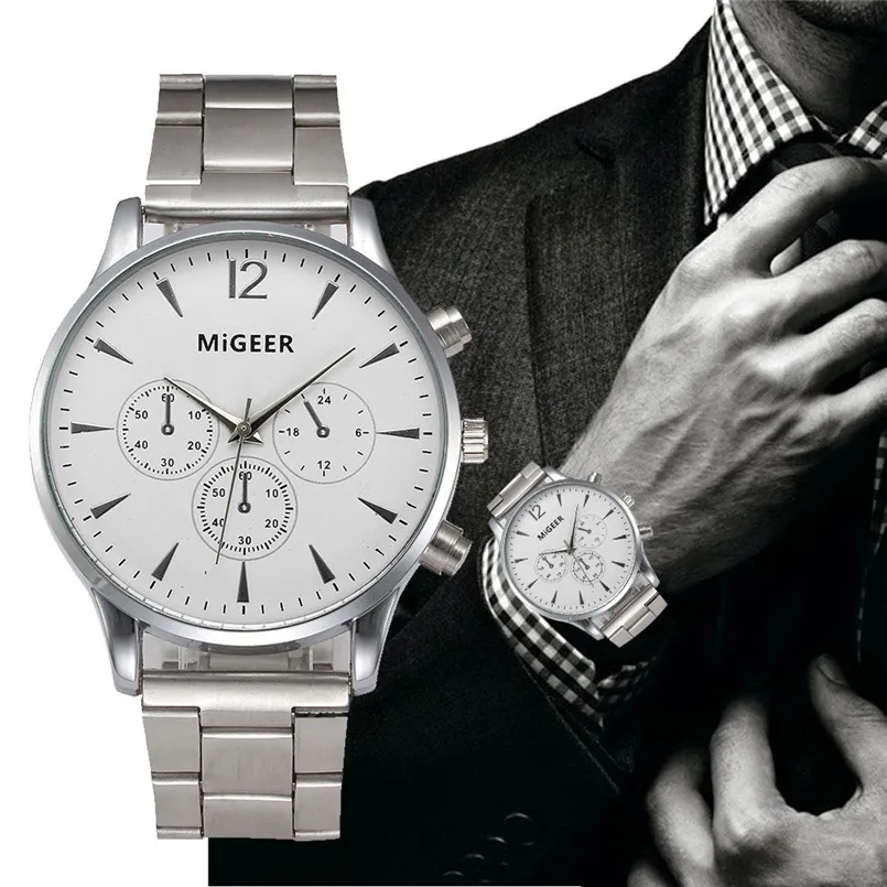 

Mens Watches Top Brand Luxury Wristwatch Male Clock Crystal Steel Quartz Wrist Watch Bracelet Calendar Relogio Masculino 5/