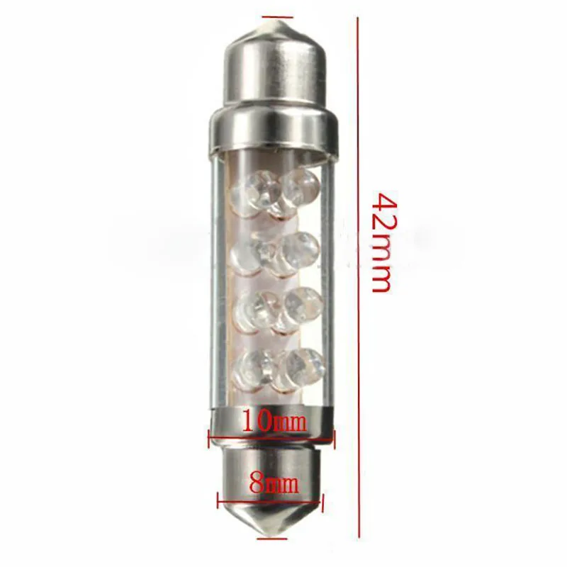 4pcs 42mm 8 LED Blue Car Vehicle C5W 239 Interior Light Festoon Wedge Dome Reading Lamp Bulb for Auto Super Bright Light