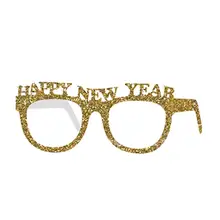 10 шт., блестящие очки для счастливого Нового года, необычные декоративные очки, оправа для фото, вечерние очки, декор для детей, золотой цвет