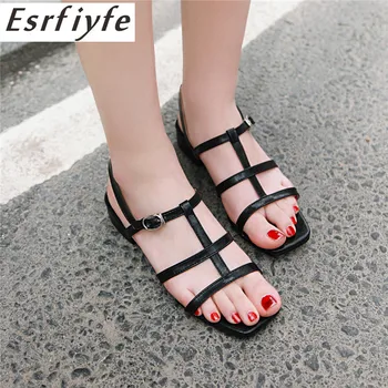 

ESRFIYFE 2019 New Large Size 28-46 Outdoor Sandals Foot Ring Straps Roman Sandals Fashion Open Toe Women's Shoes Low Heel Shoes