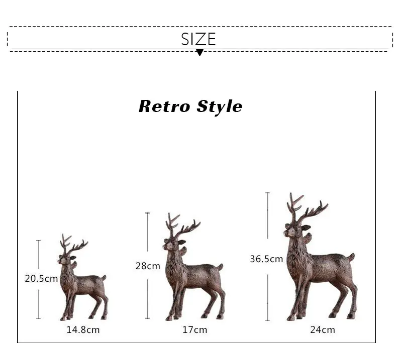 Ретро Олень из полимера статуэтки ручной работы украшение комнаты ремесленный орнамент винтажный Резина животное лось фигурки Свадебные украшения