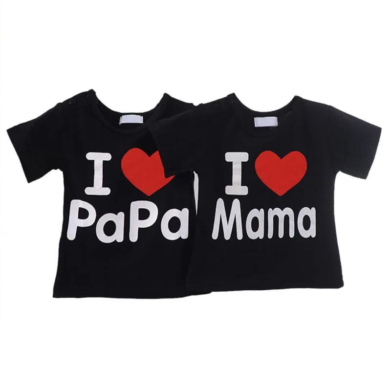 Baby-Kids-Unisex-Boys-and-Girls-Short-Sleeve-T-shirt-I-Love-Mama-Papa-Love-Section-Cotton-Tops-Tee-Shirt-1