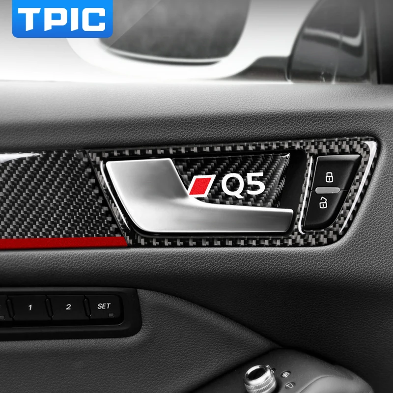 

Car-Styling For Audi Q5 SQ5 Carbon Fiber Car Door Handle Trim Stickers Door Bowl Panel Covers Decals Interior Car accessories
