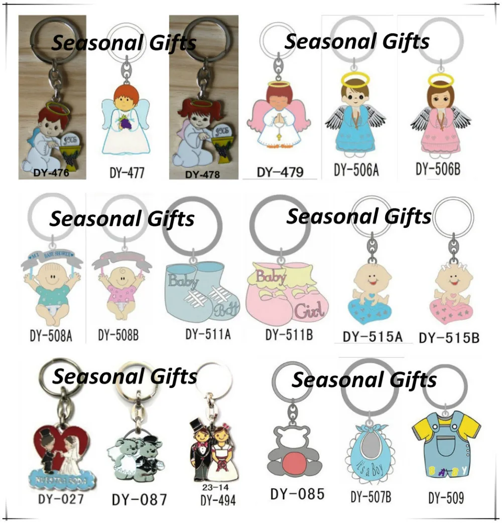 50pcs/lot 18 Models Baptism Christening Communion Keychains Baby Shower