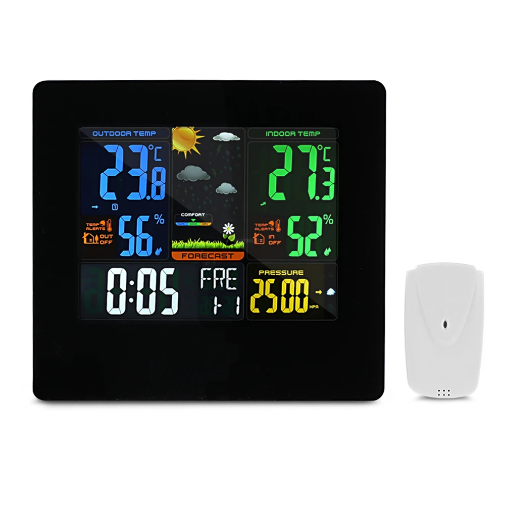 

Multifunction Colorful LCD Screen Weather Station Monitor Temperature Wireless Digital Indoor Outdoor Barometric Wireless Sensor