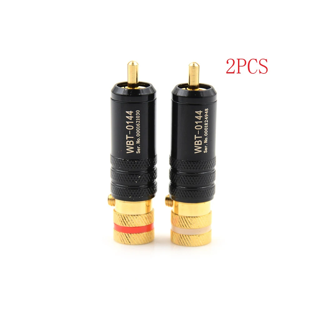2pcs Gold Plated Copper RCA Plug Durable RCA Connector Screws Soldering