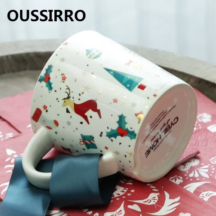 

OUSSIRRO Merry Christmas Theme Milk / Coffee Mugs Cartoon MultiColor Mugs Cup Kitchen Tool Gift X-Mas Gift