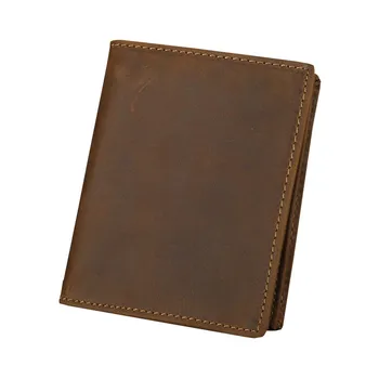

2019 New retro style men genuine leather wallet luxury crazy horse leather male purse top quality guarantee
