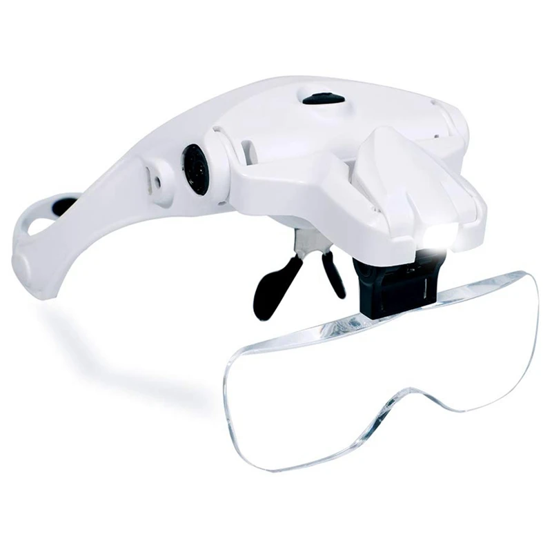 Hands Free головная повязка увеличительное стекло, зарядка через Usb головная лупа со светодиодным светильник ювелирные изделия ремесленные часы хобби 5 линз 1.0X 1.5X - Цвет: White
