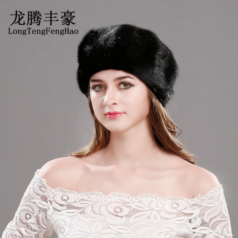

Women 100% Genuine mink fur hat women winter knitted mink fur cap female warm hat cap fashion elegant Ladies High Qualitity