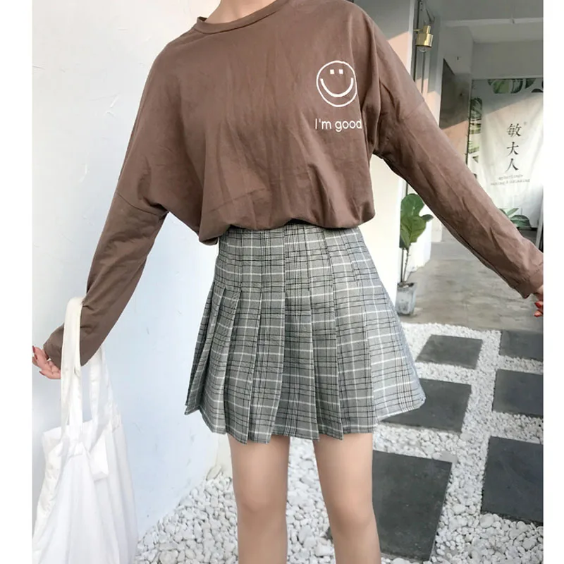 2018 новые женские Harajuku Юбки милые плиссированные юбки модные Kawaii клетчатые мини-юбки с высокой талией мини-юбки
