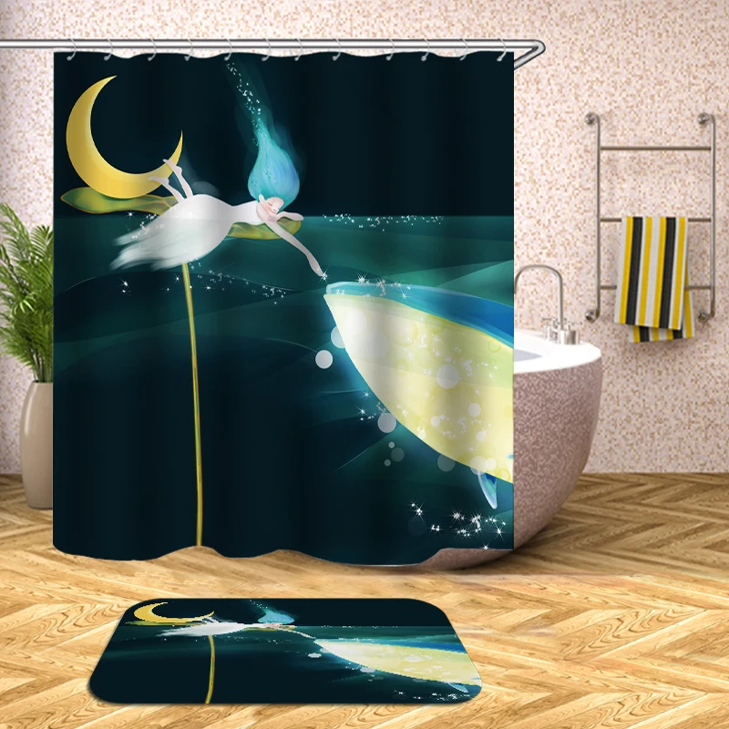 Для душа океана Шторы полиэстер водонепроницаемые шторка крышка набор ковриков для ванной для Ванная комната Декор мультфильм Сери