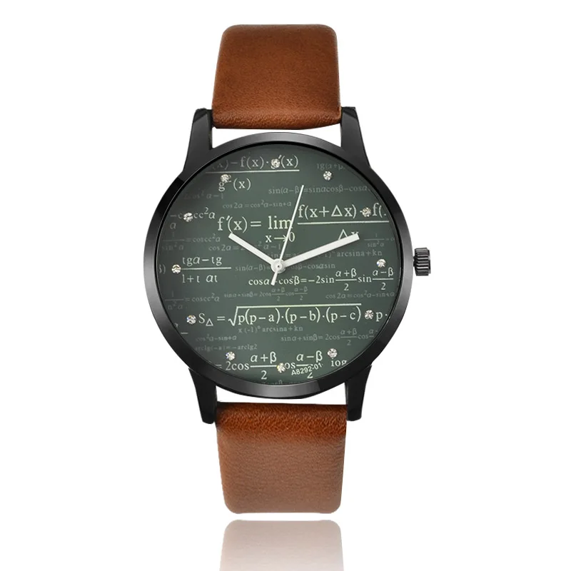 Miler, мужские часы, кожа, Relojes Hombre,, mathical Formula, принты, модные наручные часы, мужские повседневные, erkek kol saati - Цвет: brown