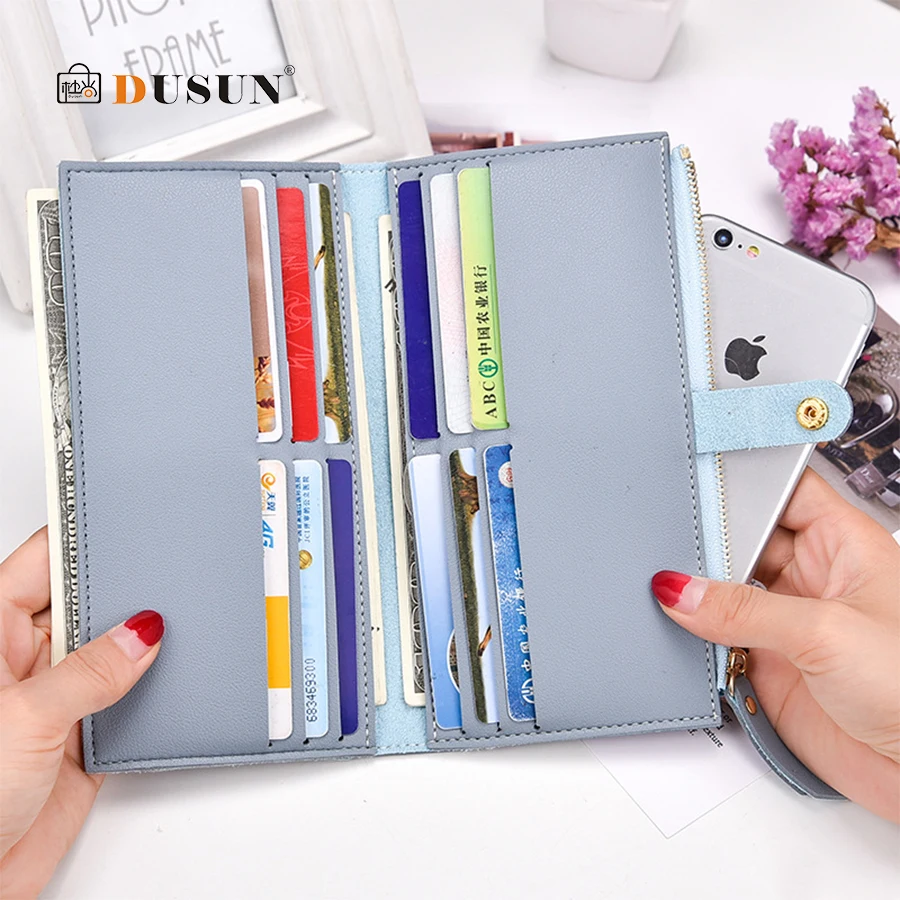 

DUSUN Top Long Solid Luxury Brand Women Wallets Fashion Hasp Leather Wallet Female Purse Clutch Money Women Wallet Coin Purse