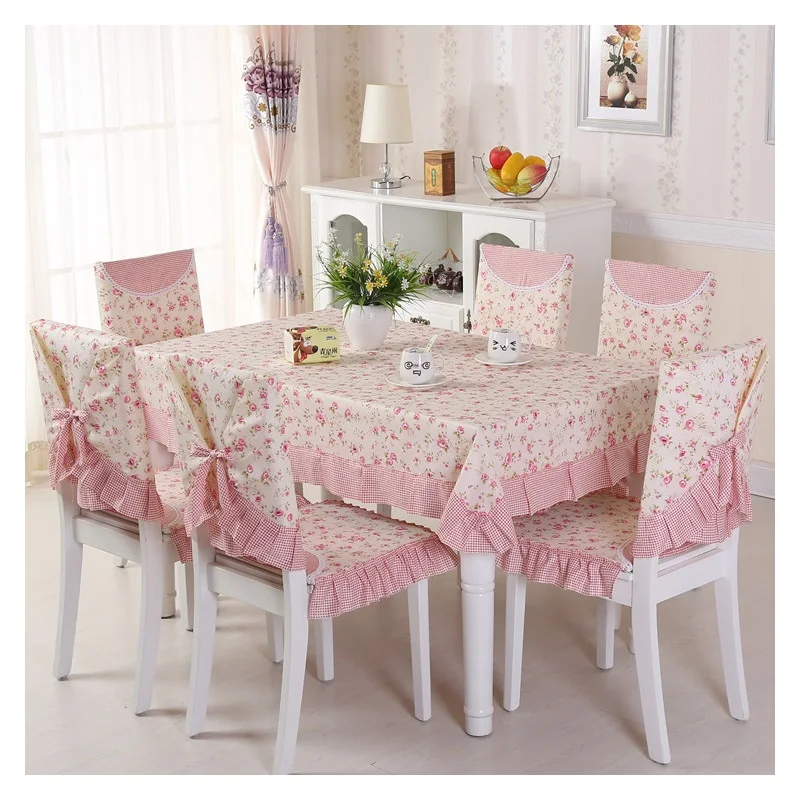 Print Dinning Tablecloth Cotton Cloth Fabric Table Cloth Chair Cover Chair Cushion Set Household Decoration Tea Table Cloth