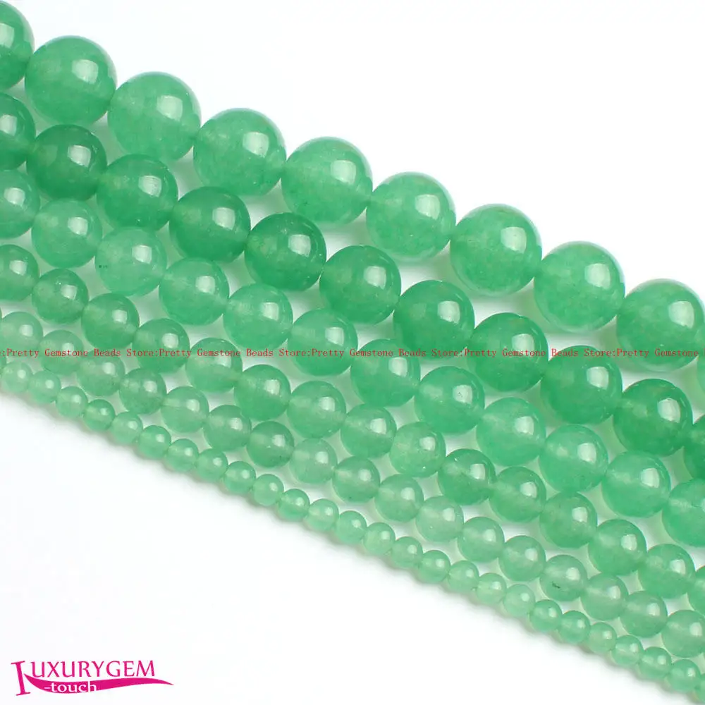 

4,6,8,10,12,14mm Smooth Natural Green Aventurine Jades Round Shape Loose Beads Strand 15" Jewelry Making wj381